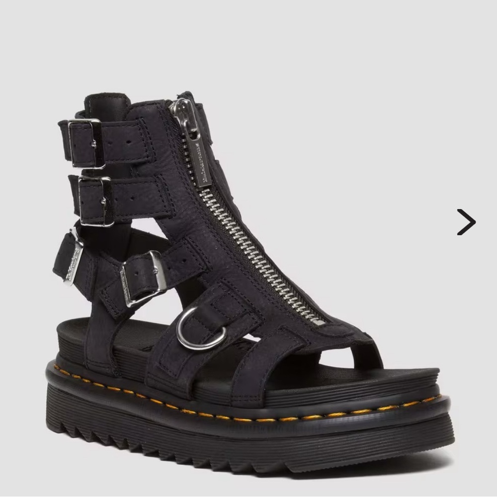 DR. MARTEN OLSON TUMBLED NUBUCK LEATHER GLADIATOR ZIP SANDALS